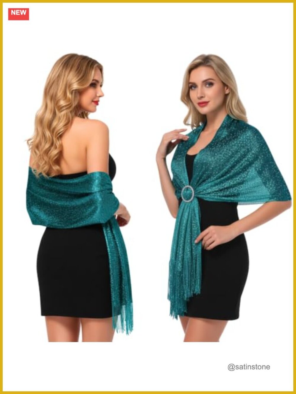 Metallic Sparkling Shawl Wrap Evening Dress Pashmina Fringe